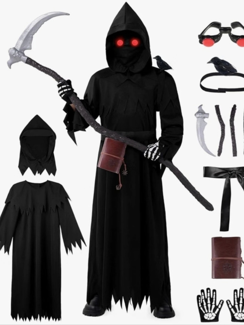 Spooktacular Creations Child Glowing Eyes Grim Reaper Costume Child Medium